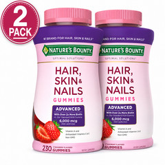 Nature’s Bounty Hair,Skin & Nails Advanced 230 Gummies (2 Packs), 2x More Biotin