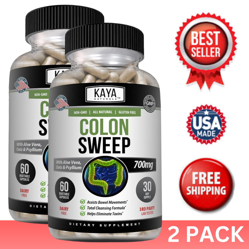 (2 Pack) Colon Sweep, Digestive Health, Colon Cleanse, Extra Strength Detox 60Ct