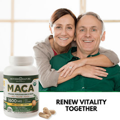 Certified USDA Organic Maca Root Capsules, 1,600mg, 120 count – Two Month Supply