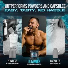 Creatine Hcl 3000Mg per Serving – Raspberry Flavor – Vegan Gummies (90 Count, Si