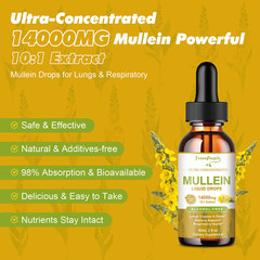 60ML Mullein Drops for Lungs Cleanse Mullein Leaf Extract Vegan Non-GMO