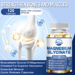 Magnesium Glycinate 400mg – 120 Capsules For Sleep, Stress Relief Support Bone