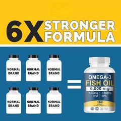 Omega 3 mg Fish Fat 6000 3 with Maximum DHA EPA – Boosts Brain, Liver,immune