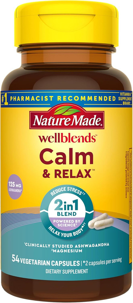 Nature Made Wellblends Calm Relax Ashwagandha 125mg Magnesium 300mg 54 Caps