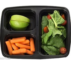 Reusable 3 Compartment Food Portion Plate Lunch Box Containers with Lids 7 Pack