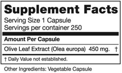 Seagate Products Olive Leaf Extract 450 mg 250 Capsules 250 Count (Pack of 1)