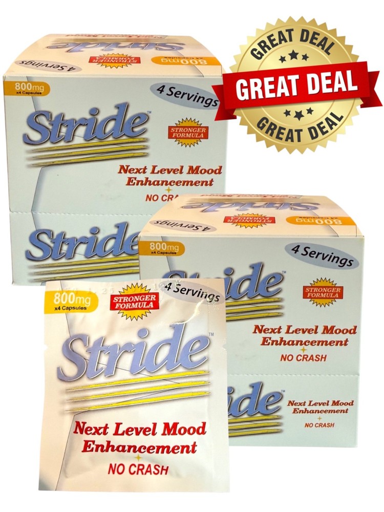 Stride Next Level Mood Enhancement 800mg- No CRASH – 2 Boxes – Exp 2/2027
