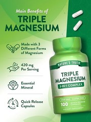 Triple Magnesium Complex | 420mg | 100 Capsules | Non-GMO | by Nature’s Truth