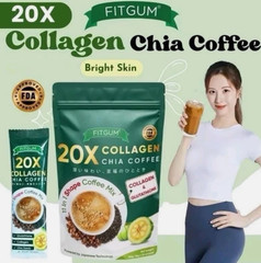 Mix 11 in 1 Coffee Collagen Chia FITGUM 20X Coffee 12g X10 Sachets