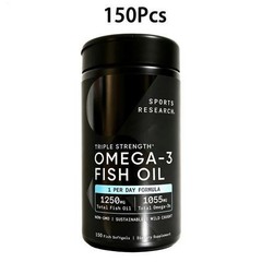 Sports Research three Strength Omega-3 Fish Oil, 150 Fish Softgels
