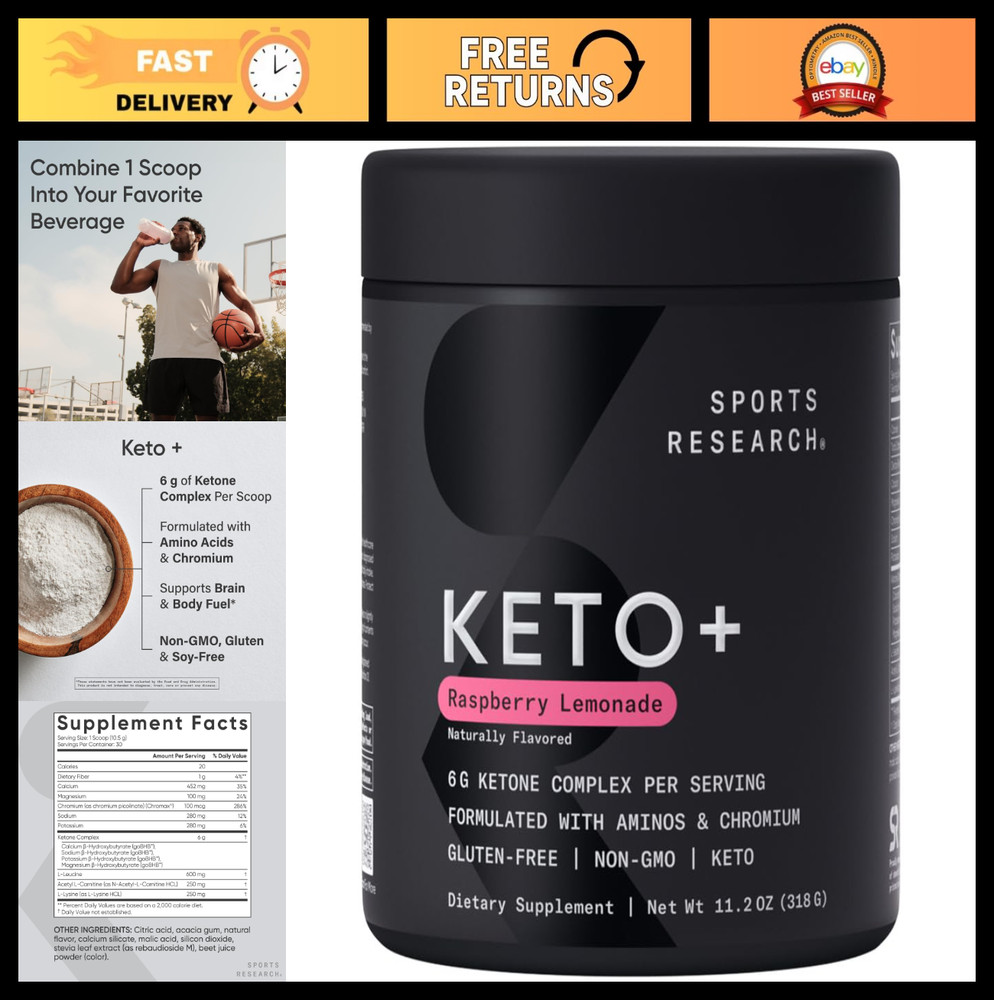 Keto Plus Exogenous Ketones Powder – Supports Ketosis, Energy & Focus – Vegan 30