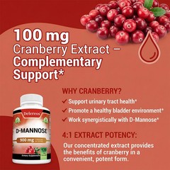 D-Mannose & Cranberry Complex – Supports Urinary Tract Health 30/60/120 Caps