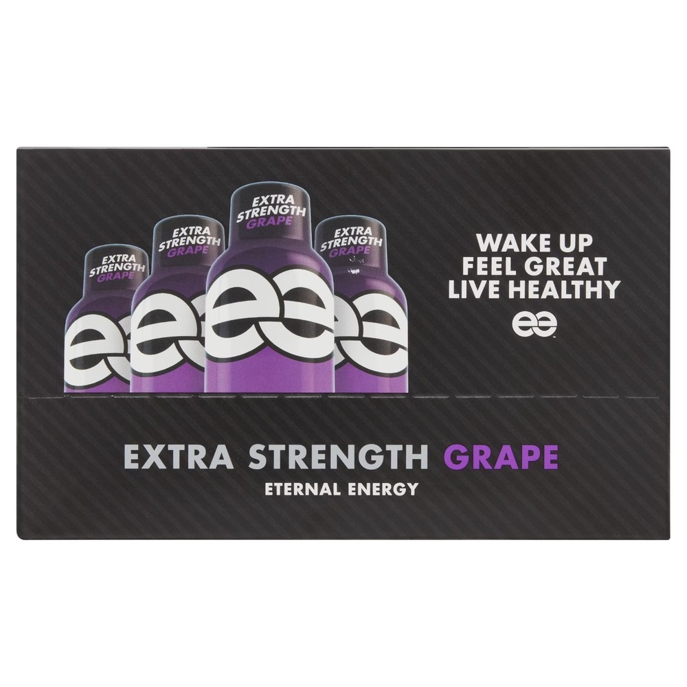 Eternal Energy Shot Extra Strength, Grape Flavor with Antioxidants, 12 Count.