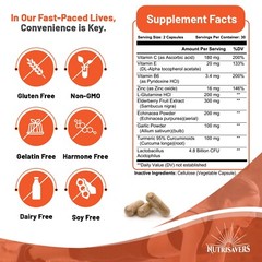 Rapid Immune Support Capsules – Vitamins C, D, Zinc, Elderberry – 60ct Pack of 3