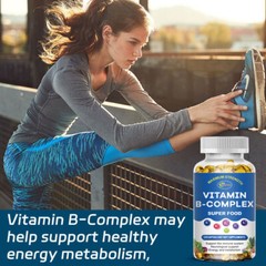 Vitamin B Complex Capsules B1 B2 B3 B5 B6 B7 B9 B12 Folic Acid & Biotin Energy