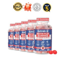 nutra.bud Biotin Hair Gummies 60 Count Pack of 5