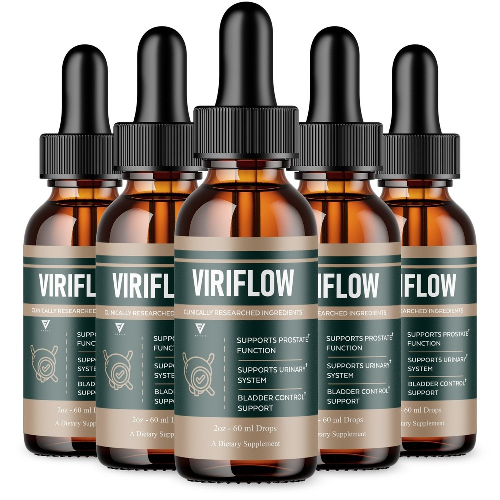 (5 Pack) ViriFlow Drops, ViriFlow Prostate Health Liquid Supplements (10oz)