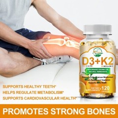 Vitamin D3 with K2 D3 5000IU & K2 200mcg High Strength 10/120 Vegan Capsules