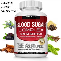 Toplux Premium Blood Sugar Complex Supplement Supports Healthy Blood Sugar Level