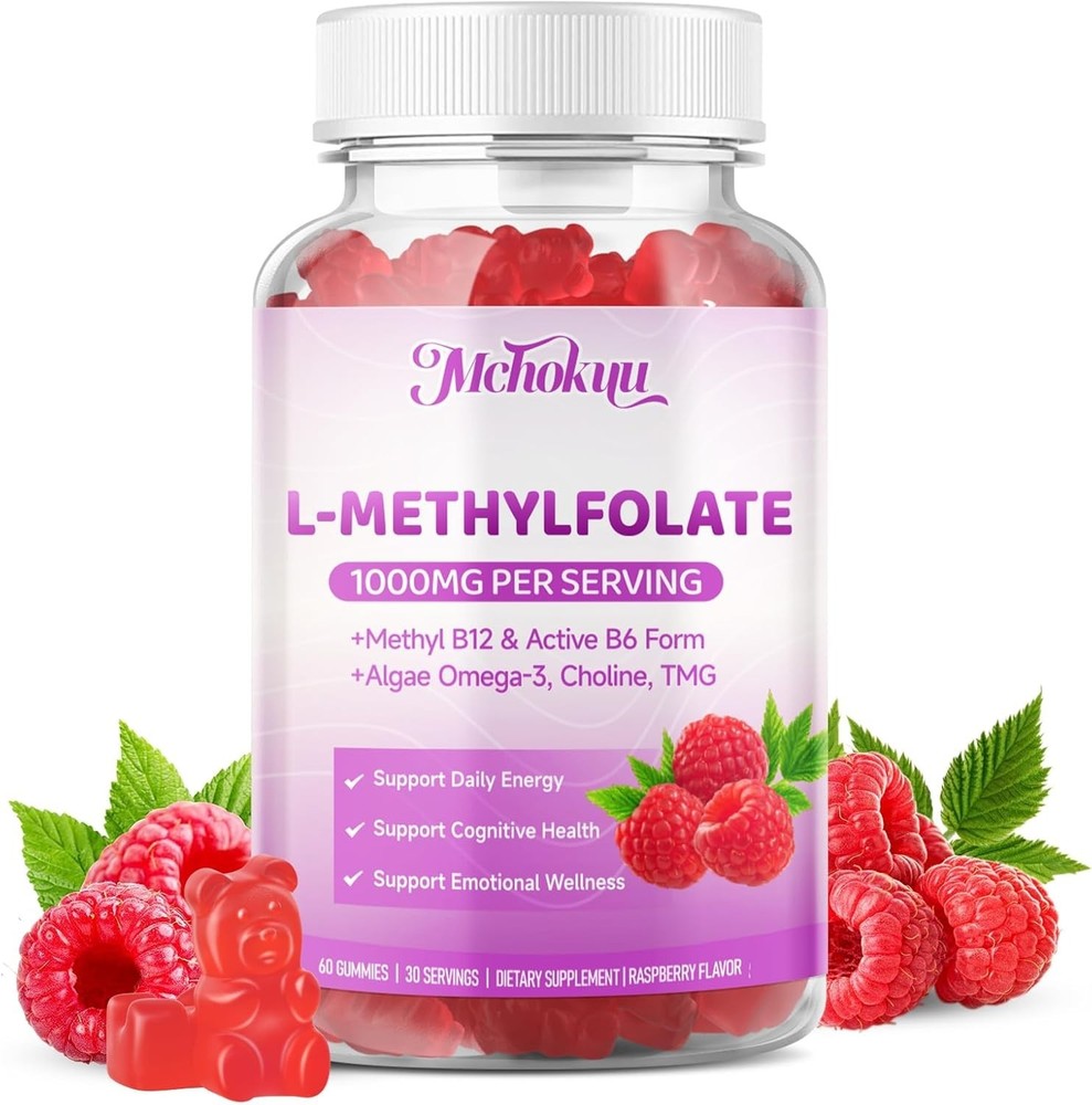 L-Methylfolate (5-MTHF) Gummies 1000mcg for MTHFR, Folate Supplement for Adults