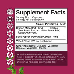 Organic Maca Root Capsules for Women – Potent Herbal Supplement 120ct