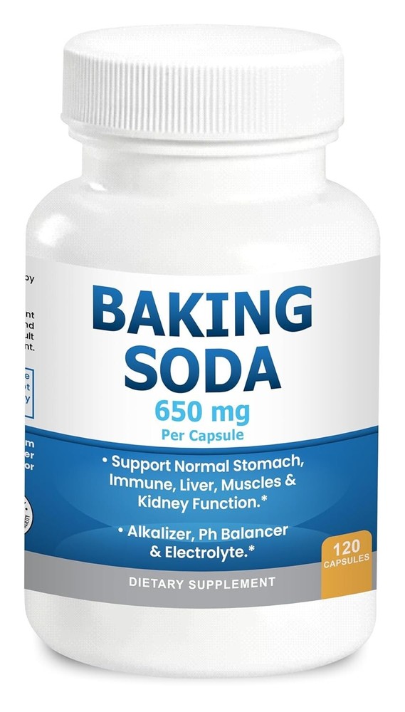 Natural Baking Soda Capsules Kidney Stomach Acid Sodium Bicarbonate Pills 650 mg