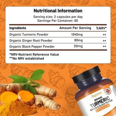 Organic Turmeric 240pcs,Support Brain and Heart Health, Increase Cellular Energy