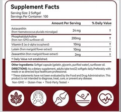 GBN Astaxanthin Supplements 24mg 200 Softgels, Supports Eye, Skin, Joint, Brain,