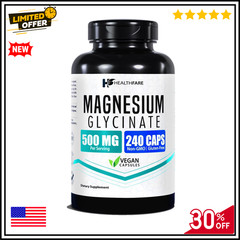 HealthFare Magnesium Glycinate 500mg | 240 Veg Capsules | High-Absorption