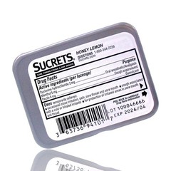 (6-Pack) SUCRETS Sore Throat, Cough Dry Mouth Lozenges Honey Lemon 18-Pc Tin