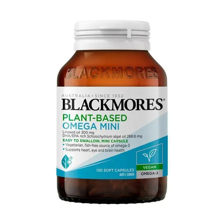 Blackmores Plant-Based Omega Linseed Oil linolenic Acid DHA EPA Mini 120 Caps
