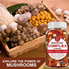 Mushroom Extract Complex Gummies Nootropic Brain Booster Increase Focus 120Gummy