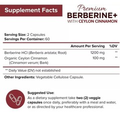 Berberine 1200mg Capsules Support Blood Sugar Supplement Antioxidant Cholesterol