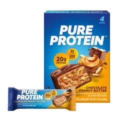 Pure Protein Bars, Chocolate Peanut Butter, Gluten Free, 20g Protein, 1.76 oz, 4