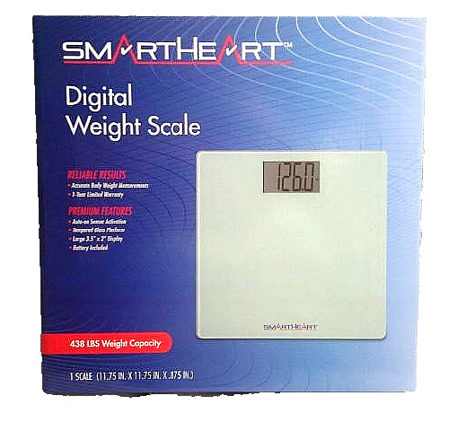 SmartHeart Digital Weight Scale Tempered Glass Platform 438 lbs Capacity NEW