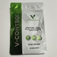 VitalHealth V-Control Spirulina Lemon Balm Mexican Hawthorn 60 Capsules Non-GMO