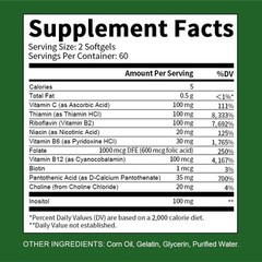Vitamin B Complex 120 Capsules ,&Vitamin C B2,,B6,B12, Immune Support Pills