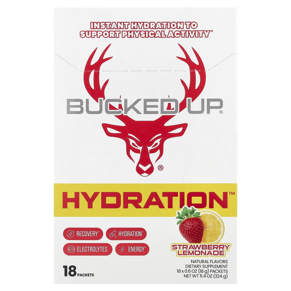 2 X Bucked Up, Hydration�, Strawberry Lemonade, 18 Packets, 0.6 oz (18 g) Each