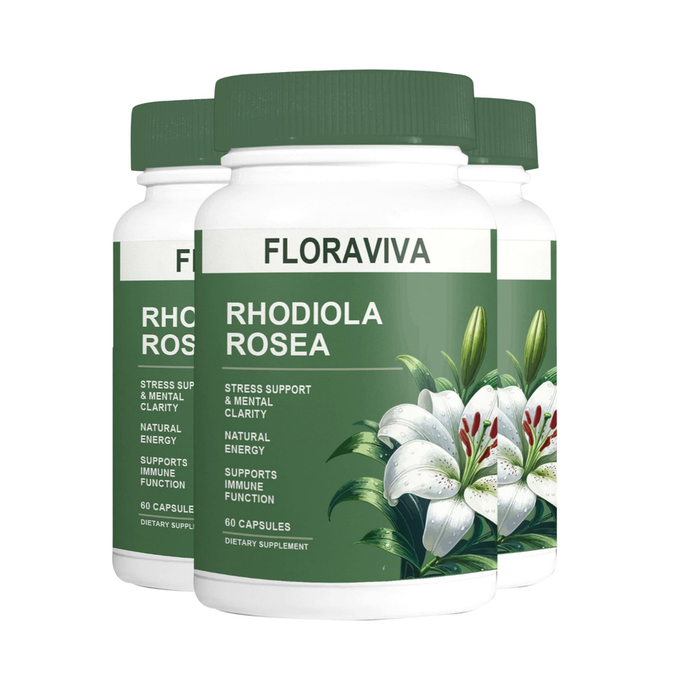 3-Pack Rhodiola Rosea Capsules – Floraviva Designed for Energy, Focus, Mood -180
