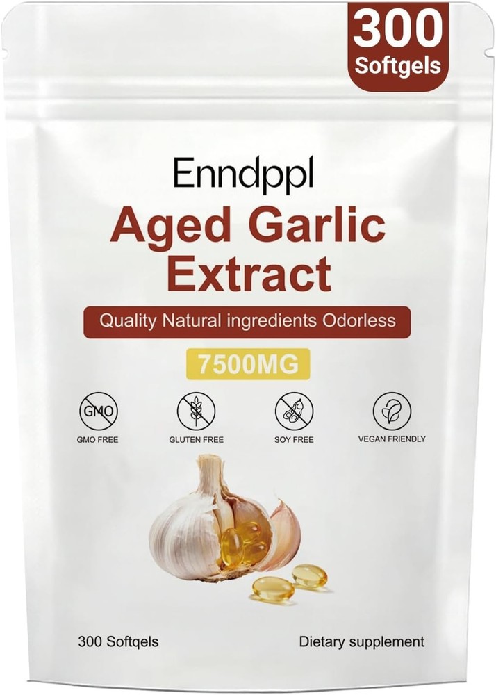 Elare Aged Garlic Extract, 300 Softgels, 7500mg Odorless | Heart & Immune pack 1