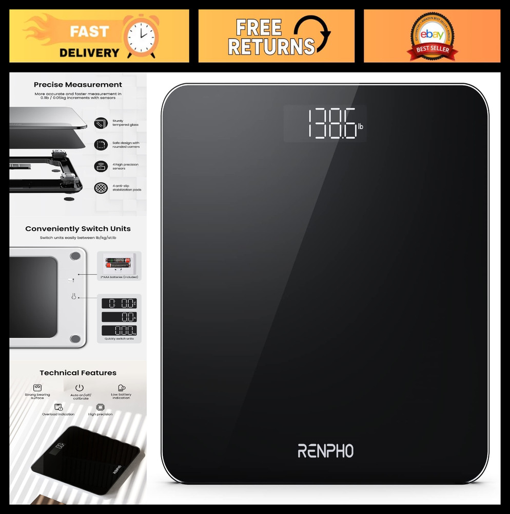 High Accuracy Bathroom Scale, Digital Body Weight Scale up to 400 lb, 11” Displa