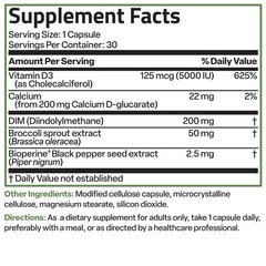 Bronson DIM Balance+ Calcium D-Glucarate, Broccoli 30 Count (Pack of 1)