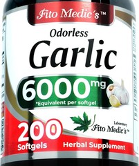 Garlic Pills 6000 mg Equivalent 200 softgels Organic Garlic 200 Softgels Garlic
