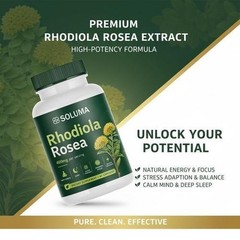 Soluma Rhodiola Rosea, 400mg Per Serving With Bioperine, 60 Capsules (3 pack)