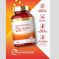 Carlyle Max Potency Vitamin D3 10000 IU Capsules – 400 Count