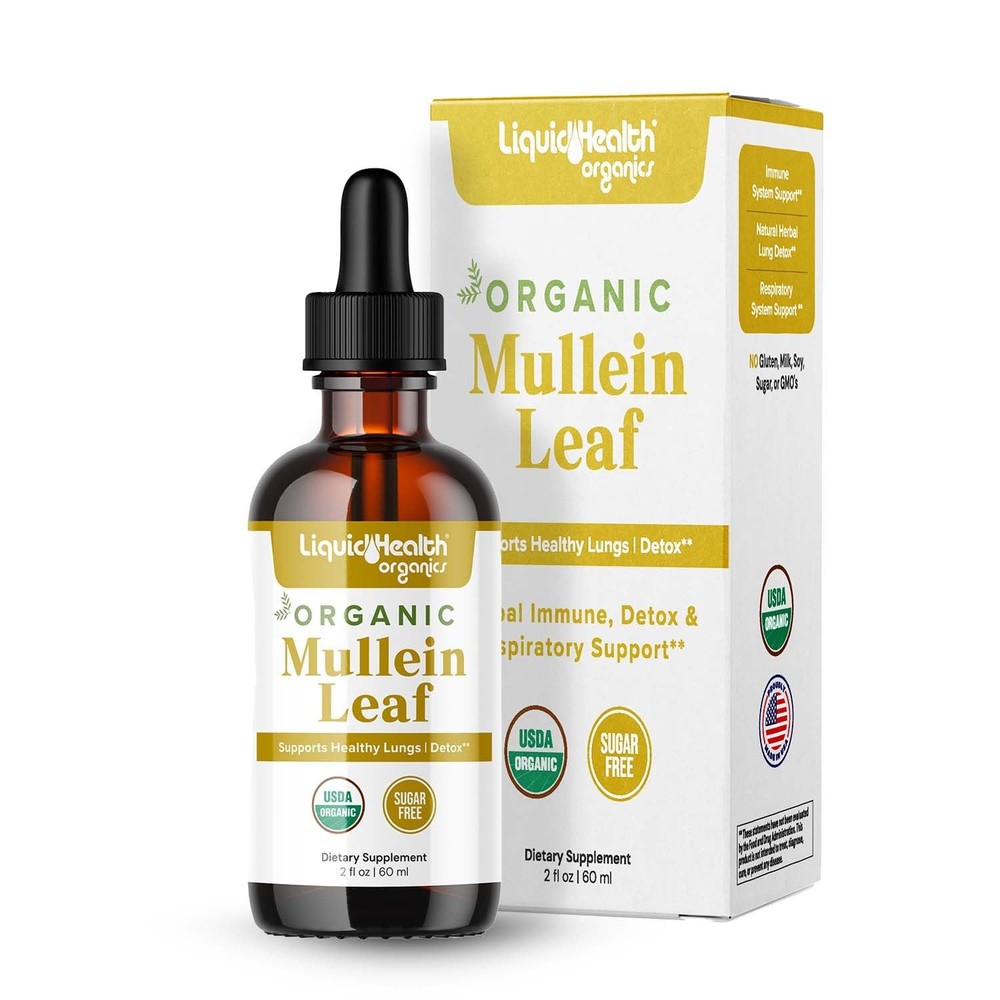 LIQUIDHEALTH USDA Organic Mullein Leaf Extract Drops for 2 Fl Oz (Pack of 1)