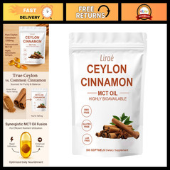 Ceylon Cinnamon Softgels 7200mg with MCT Oil, Non-GMO, Gluten-Free, 300 Count