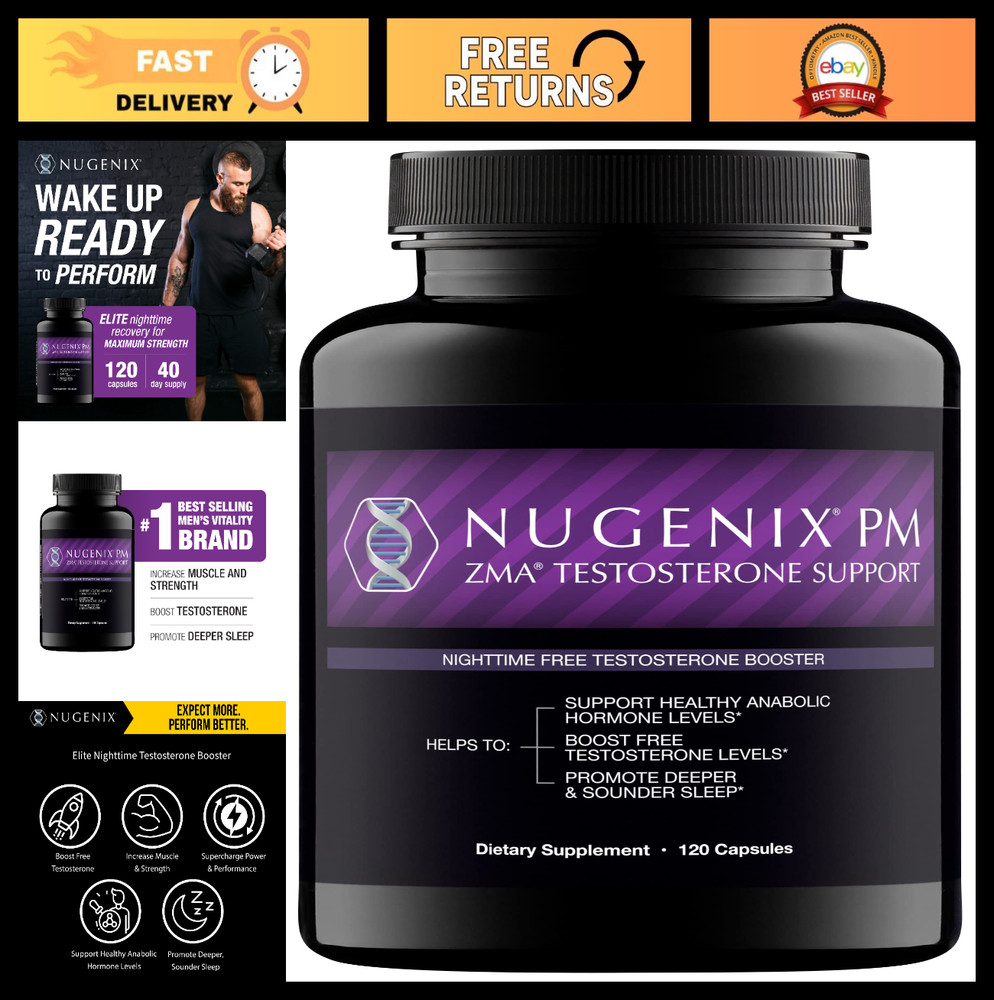 Nighttime Testosterone Booster & Sleep Support – ZMA Supplement, 120 Capsules