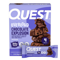 Quest Overload 20g Protein Bar, Chocolate Explosion Flavor, High Protein, Low Su