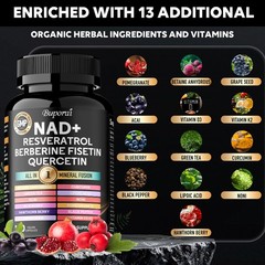 NAD+ – with Resveratrol, Berberine, for Anti-Aging, Antioxidant, Energy, Focus